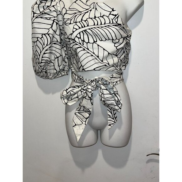 Fe Noel x Target Sketch Palm Leaf Print Wrap Tie One Shoulder Top Sketch Palm L - Picture 4 of 9